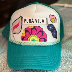 Pura Vida Blue and Pink Floral Hat